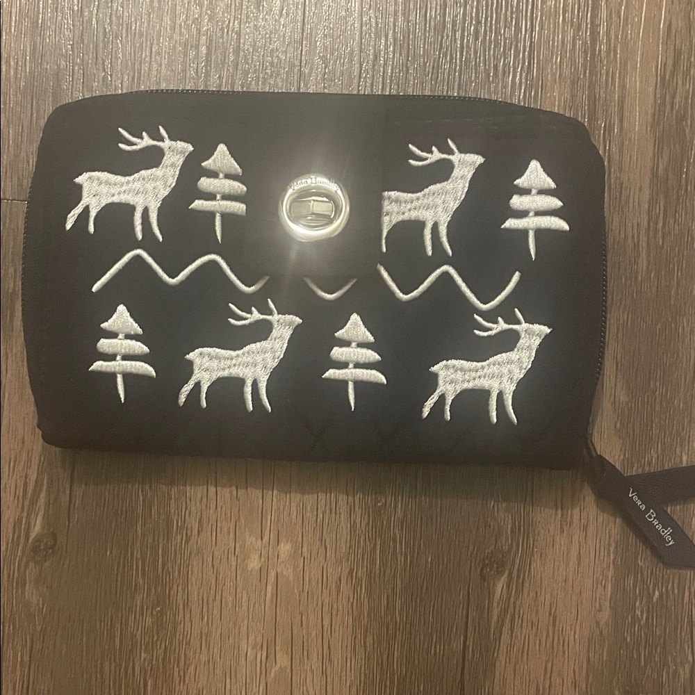 Vera Bradley Dark navy Wallet with White Deer Embroidery